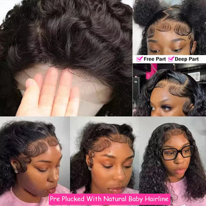 Short Curly Bob Wigs Human Hair 100% Water Wave Bob Wig Pre Plucked 13x4 Frontal Lace Front Human Hair Wigs For Women On Sale