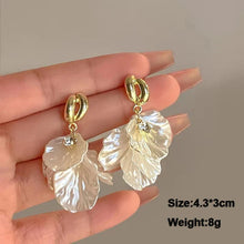 Load image into Gallery viewer, White Flower &amp; Butterfly Dangle Earrings – Acrylic Pearl Heart Jewelry
