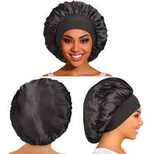 Load image into Gallery viewer, Women’s Satin Bonnet – Wide-Brim Night Sleeping &amp; Hair Care Cap
