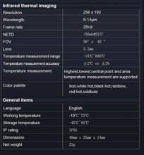 Load image into Gallery viewer, TOOLTOP T7 256*192 Android Type-C Thermal Imager 25Hz Mobile Thermal Imaging Camera for Solar Panel Power Device Fault Detect
