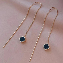 Load image into Gallery viewer, Geometric Square Tassel Drop Earrings – Gold Korean Fashion Jewelry
