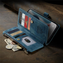 Load image into Gallery viewer, Vintage Card Holder Leather Wallet Case for iPhone 11 12 13 14 Pro Max Mini XR XS Max 8 7 6s Plus SE Storage Pocket Cover Flip Case PU Leather Protective Case With Magnetic Closure
