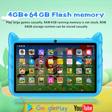 Load image into Gallery viewer, BDF 7 Inch Kid Tablet Android 13, 4GB RAM 64GB ROM,1TB Expand,5G WiFi,4000MAH Battery,Dual Camera, Children's Gift Kids Software
