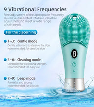 Load image into Gallery viewer, Electric Silicone Facial Cleanser Massager 9 Gear Sonic Waterproof Rechargeable Exfoliating Electric Face Scrubber Clean Brush
