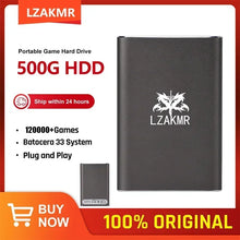 Load image into Gallery viewer, LZAKMR NEW Portable Game Hard Drive Disk 500G 120000+ Games Batocera 33 System Plug and Play For PS1/PSP/SS/DC/MAME/ARCADE/NAOMI
