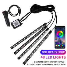 Load image into Gallery viewer, Neon LED Car Interior Ambient Light Kit - RGB Foot Strip with Remote &amp; App Music Control
