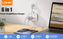 Load image into Gallery viewer, LDNIO Power Strip Adapter for Europlug 4 USB Output Electrical Socket With Extension Cable Surge Protector Home Plug SE2435
