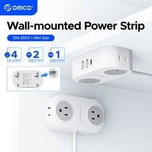 Load image into Gallery viewer, ORICO Travel Power Strip with USB C AC Outlets 3 USB Ports Wrapped Flat Plug Extension Cord with Multiple Outlets for Travel
