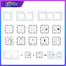 Load image into Gallery viewer, Bingoelec DIY EU Standard Socket Button Switch USB TV Telephone Satellite With Crystal Glass Frame Panel White Home Improvement
