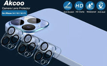 Load image into Gallery viewer, 3PCS Pack Tempered Glass Camera Lens Protector for iPhone 14 Pro max 9H Hardness Scratch Resistant for iPhone 14 Plus 13 12 11 Screen Protector with Camera Lens Case
