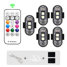 Load image into Gallery viewer, 1-6PCS Wireless LED Drone Strobe Light for Motorcycle Car Bike Remote Control Warning Light Indicator Light USB Charging 8Colors
