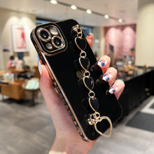 Load image into Gallery viewer, Luxury Love Heart Elegant Sparkle Case With Chain Bracelet Strap Soft Protective Bumper Cover Compatible with iPhone  Bracelet soft case for iPhone 12 Pro Max 11 pro max X XS XR 7 8 Plus Stylish Phone Cover
