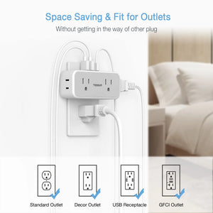 TESSAN Multi Outlet Splitter with 8 AC Outlets & 3 USB (1 USB C) Surge Protector Multi Outlet Extender for Home Office Dorm