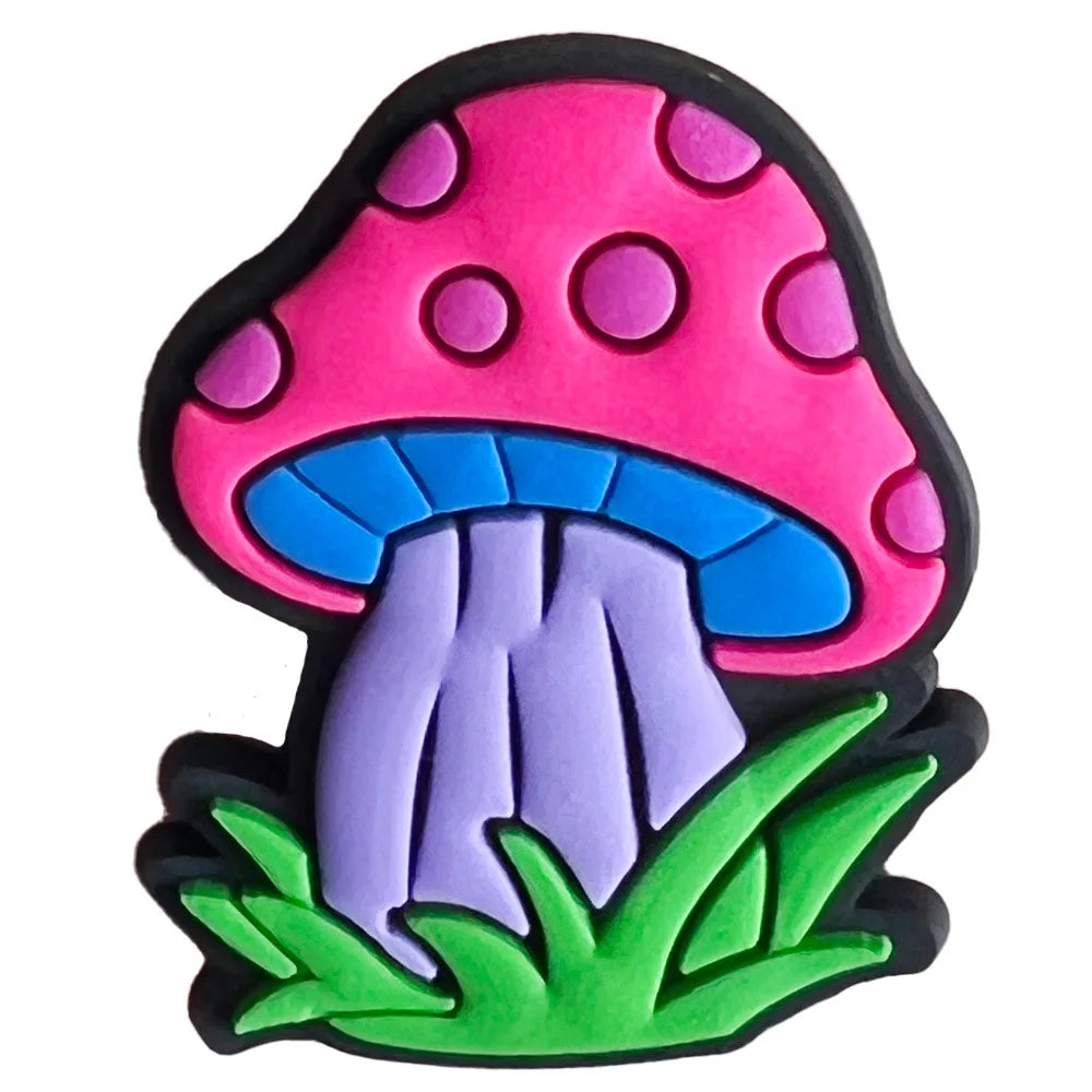 Cute Mushroom Shoe Charms Pin for Crocs Accessories Charms Clogs Bubble Slides Shoe DIY Shoe Decoration Kids Party Gifts