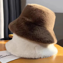 Load image into Gallery viewer, Fluffy Fur Fisherman Hat For Women Winter Plush Ear Protection Cap Windproof Warm Female Panama Caps Solid Fashion Bucket Hat
