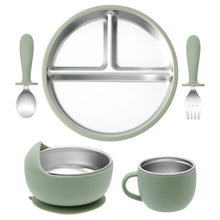 Load image into Gallery viewer, Stainless Steel Baby Feeding Set with Silicone Sucker
