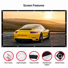 Load image into Gallery viewer, 16:9 Portable Projector Screen Simple Projector Curtain 72/84/100/120/150 inch HD Display Screen Home Cinema Theater Movie Home
