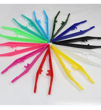 Load image into Gallery viewer, 1/10 Piece Random Color Plastic Tweezers Medical Repair Small Disposable Tweezers Tools Tweezers Crafts Kids Toys Plastic Clips
