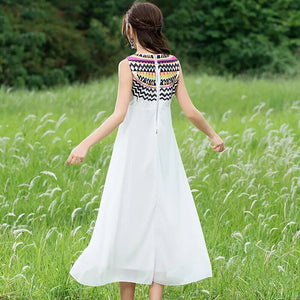 Women's Vintage Embroidery Tassel boho White Long Dress Sleeveless Casual Dresses Ladies Sundress 2022 Summer Dress vestidos