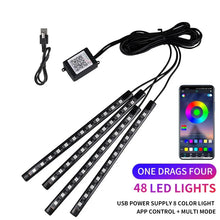 Load image into Gallery viewer, Neon LED Car Interior Ambient Light Kit – RGB Foot Strip Lighting with APP &amp; Remote Control, Music Sync Car Decor Lamp
