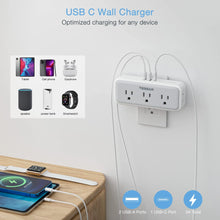 Load image into Gallery viewer, TESSAN Multi Outlet Splitter with 8 AC Outlets &amp; 3 USB (1 USB C) Surge Protector Multi Outlet Extender for Home Office Dorm
