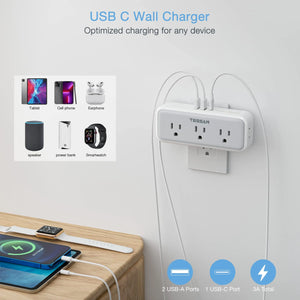 TESSAN Multi Outlet Splitter with 8 AC Outlets & 3 USB (1 USB C) Surge Protector Multi Outlet Extender for Home Office Dorm