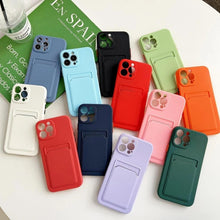 Load image into Gallery viewer, White Luxury Card Holder Phone Case for iPhone 13 12 Pro Wallet Soft Back Cover Shockproof  Cute Protective Case for iPhone Cute Case With Card Holder
