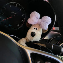 Load image into Gallery viewer, Kawaii Plush Puppy Clutch Decoration – Cute Dog Car Wiper &amp; Turn Signal Switch Ornament with Bowknot | Auto Interior Accessories
