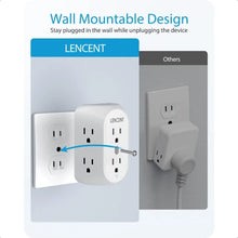 Load image into Gallery viewer, 2 Prong Power Strip 3 to 2 Prong Grounding Adapter 6 Outlet PD20W 2 USB A Port 1728J Surge Protector 3Sided Wide Spaced Extende

