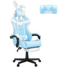 Load image into Gallery viewer, Light Blue Gaming Chair with Footrest,Lovely Cute Bunny Computer Gamer Chair,Kawaii Desk Chair
