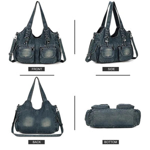 iPinee Women's Denim Bag Y2K Vintage Blue Jean Purse and Handbags Crossbody Shoulder Wallet Large Capacity