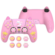 Load image into Gallery viewer, PlayVital Silicone Cover w/Joystick Caps and Sticker for ps5 Controller,  for ps5 Charging Dock - Sweetheart Kitty Black
