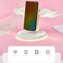 Load image into Gallery viewer, Creative Angel Wings Wireless Charger QI Wireless Charger 10W Fast Charge Vertical Mobile Phone Wireless Charger
