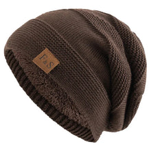 Load image into Gallery viewer, New Unisex Slouchy Winter Hats Add Fur Lined Men And Women Warm Beanie Cap Casual Label Decor Winter Knitted Hats

