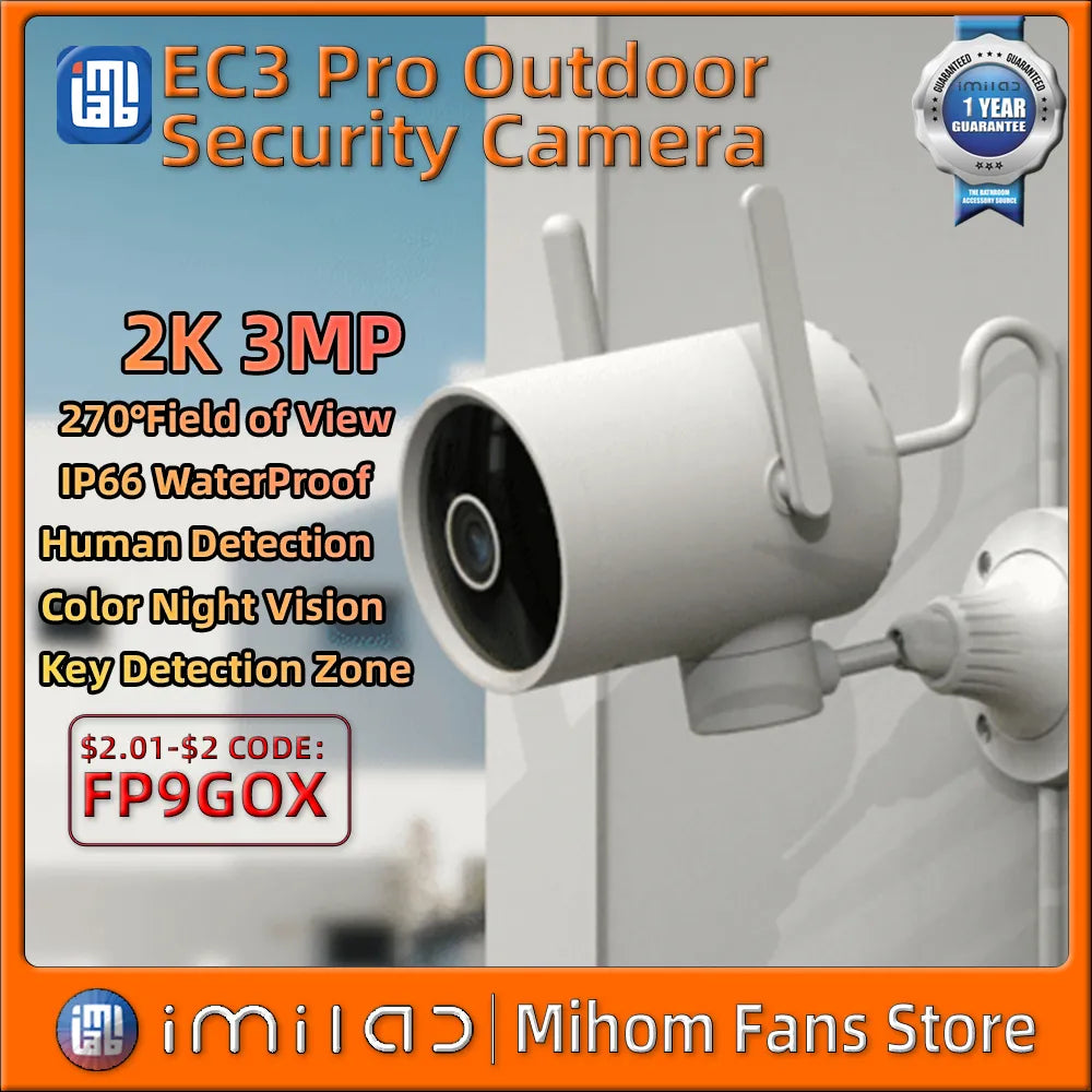 IMILAB EC3 Pro Smart Home Security Camera Wifi IP 2K HD Outdoor Video Surveillance Webcam Mornitor CCTV IP66 Cam Global Version