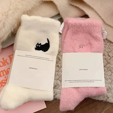 Load image into Gallery viewer, 3Pairs Premium Feel Cute Cat Cozy Hairy Mink Velvet Socks Autumn Winter Hosiery Thickened Plush Warm Sleep Home Fluffy Socks

