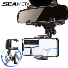 Load image into Gallery viewer, SEAMETAL Rearview Mirror Phone Holder for Car Free Rotation Adjustment Phone Mount Stable Gripper Smartphone Navigation Bracket
