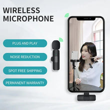 Load image into Gallery viewer, Basix Wireless Lavalier Microphone Audio Recording Mini Replaceable Windproof Wool Microphone for iPhone16 Shoot vlog YouTube
