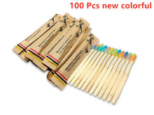 Load image into Gallery viewer, Natural Colorful Toothbrush Eco Soft Bristle Bamboo Toothbrush Bamboo Charcoal Vegan Tooth Dental Oral Care Plastic Free 10Pcs
