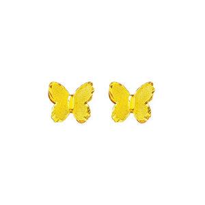 Pure Gold Color 8mm Mushroom Shape Stud Earrings for Women,Fashion 24K Gold GP Heart Flower Butterfly Earring Women's Jewelry