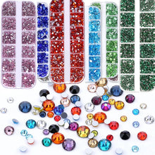 Load image into Gallery viewer, 2400+ Shiny Clear Crystal Nail Rhinestones - Mixed Sizes &amp; Shapes Flatback Gems
