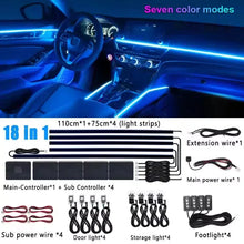 Load image into Gallery viewer, Universal 18-in-1 RGB Car Ambient Light Kit - Full Color App-Controlled Neon Strips
