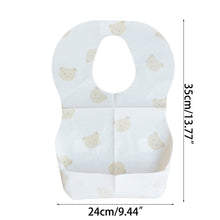 Load image into Gallery viewer, 50-Pack Disposable Bibs for Babies Aged 6 Months to 2 Years Cartoon Bear Feeding Bib for Boy Girl Non-woven Drool Towel
