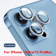 Load image into Gallery viewer, 3D  Protective Glass Camera Protector Cover For iPhone 13 Pro Max i Phone 13Pro 13 Mini Rear Lens Metal Ring Protect Camera Lens Case Individual Metal Scratch Resistant HD Clear Case Tempered Glass Camera Case
