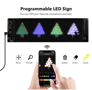 RGB Bluetooth Panel Lamp LED Matrix Pixel Lights Pattern Graffiti Scrolling Text Animation Display Car Shop Reminder Night Light