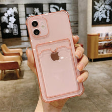 Load image into Gallery viewer, Simple Clear Silicone Wallet Case for iPhone 14 13 12 11 Pro XS Max X XR Shockproof Lens Protection Card Cover Shockproof Soft Bumper Clear Case Classic Stylish Case
