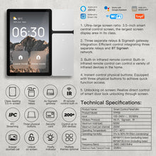 Load image into Gallery viewer, WiFi for Tuya Smart Touch Screen 3.5 Inch Center Control Panel IR Remote Control Touch Panel Scene Switch for Intelligent Scenes
