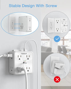 TESSAN Multi Outlet Splitter with 8 AC Outlets & 3 USB (1 USB C) Surge Protector Multi Outlet Extender for Home Office Dorm