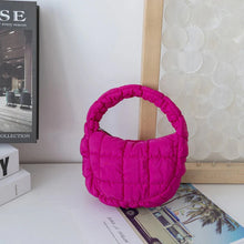 Load image into Gallery viewer, Fashion Mini Puffer Tote Bag Quilted Circle Phone Purse Elegant Purple Soft Nylon Padded Key Pouch Simple Trend Handbag
