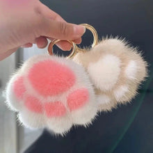 Load image into Gallery viewer, Cat Paw Plush Keychain – Cute Fluffy Faux Fur Pendant for Bags &amp; Keys
